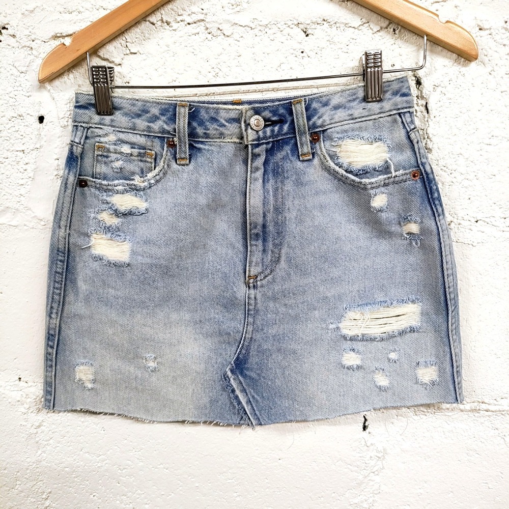 Abercrombie & Fitch Zoe Mini Skirt 25 0 Womens Natural Rise Vintage A-Line Denim
